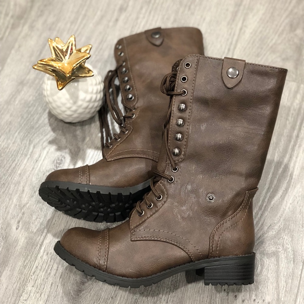 Two Way Flannel Combat Boots - Picture 3 of 6
